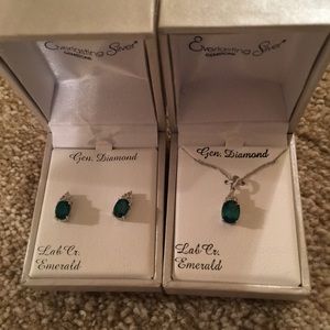Diamond & Emerald Necklace/Earring Set